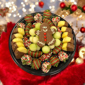 Gingerbread Fruit Tray on Holiday background